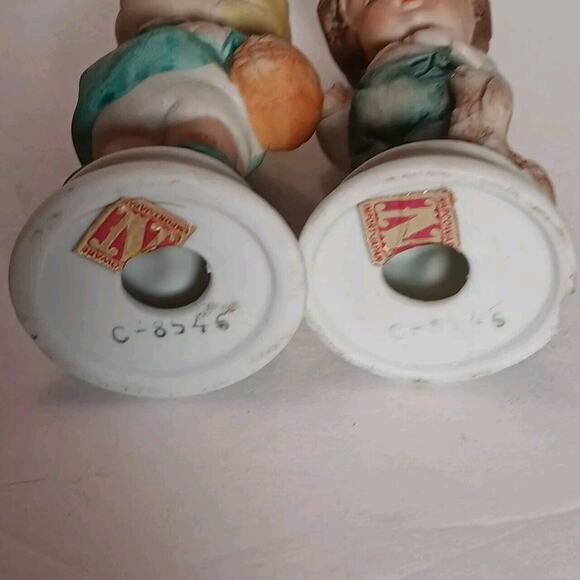 Lot of 2 Vintage Napcoware Little Girl Basket & Boy Dog No C 8546Japan - Picture 11 of 14